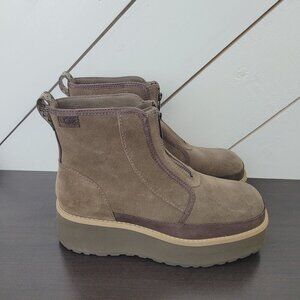 NEW UGG Cityfunc Zip Boots. Womens Size 8.5 Brown Suede Platform Chunky// 12CT